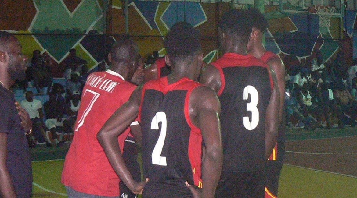 Bushrod Bulls during a timeout in their lost to I.E.